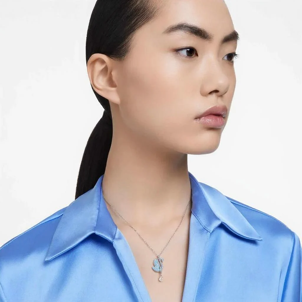 Swarovski necklace Swarovski Swan, Blue, Rhodium plated - Image 1