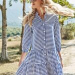 Shein VCAY Gingham Ruffle Hem Dress