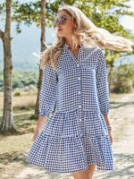 Shein VCAY Gingham Ruffle Hem Dress