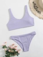 Shein Solid Rib Bikini Set