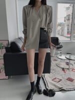 Shein DAZY Puff Sleeve Pleated Blouse - Image 2