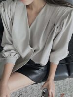 Shein DAZY Puff Sleeve Pleated Blouse - Image 5