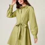 BizChic Solid Belted Shirt Dress