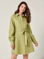 BizChic Solid Belted Shirt Dress - Image 4