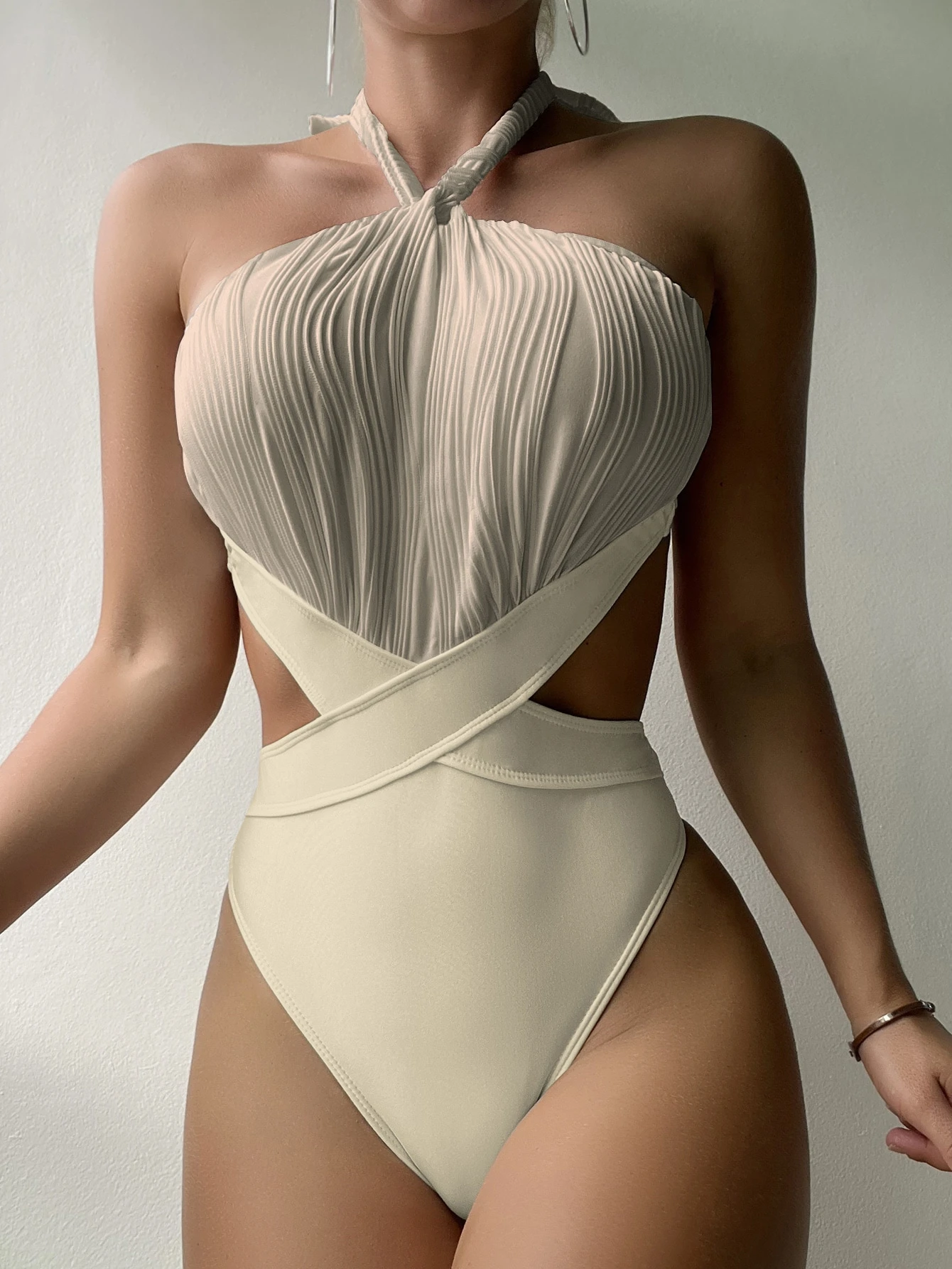 1677657262e4caf98e670e92e0cedc944673647b63 Shein Swim Cut-Out Ruched Halter One-Piece - Image 1