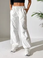 SHEIN Petite White Parachute Cargo Pants - Image 2