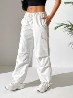 SHEIN Petite White Parachute Cargo Pants - Image 5