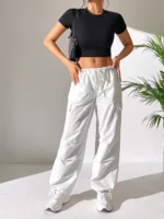 SHEIN Petite White Parachute Cargo Pants - Image 4