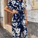 Shein Chiquease Printed Waist Tie Dress