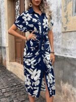 Shein Chiquease Printed Waist Tie Dress