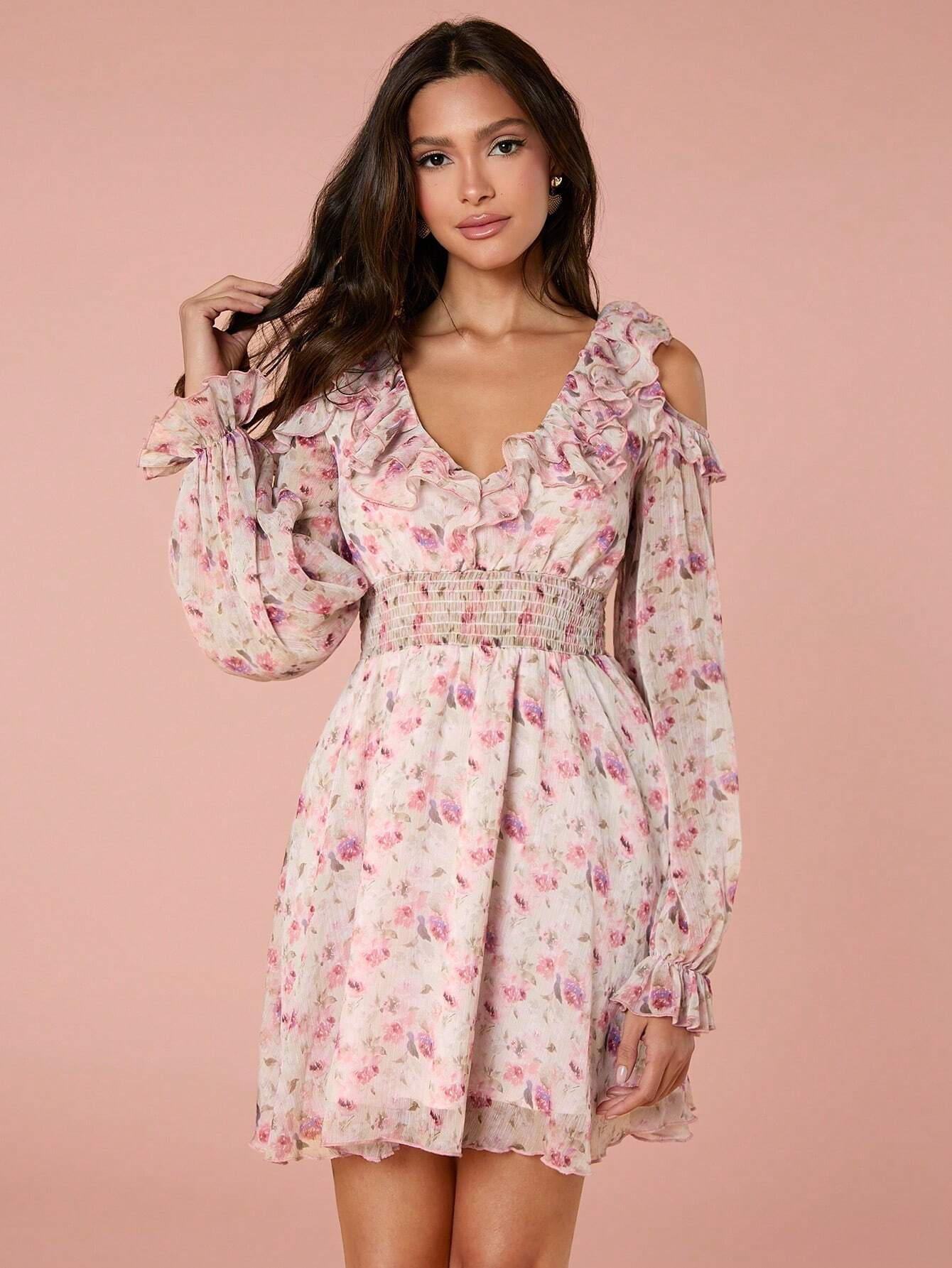 1717641284d68e7fbc30d964200a03439322e2e7c8 Shein Romantic Pink Floral Dress - Image 1