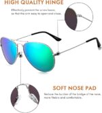 Ray-Ban Aviator Sunglasses – Silver Frame with Green Mirrored Lenses - Image 3