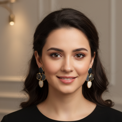 NEFERU Dark Neutral Stone Fashion Earrings