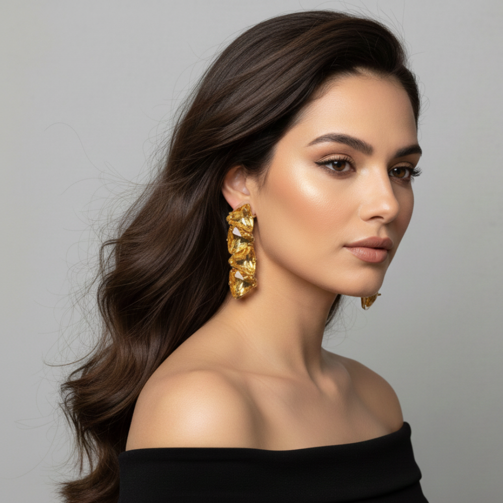 EGYBASKET (21) NEFERU Golden Triangle Statement Earrings - Image 1