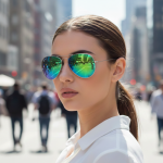 Ray-Ban Aviator Sunglasses – Silver Frame with Green Mirrored Lenses