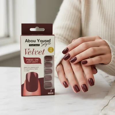 gel velvet press on short nails ys319