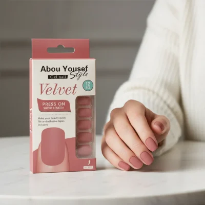 gel velvet press on short nails SH005