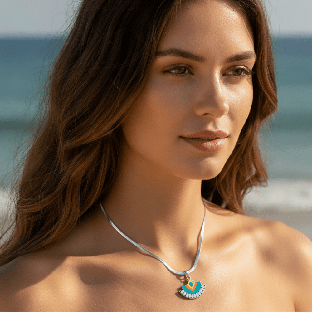 Untitled design NEFERU Boho Geo Pendant – Silver Stainless Steel - Image 1