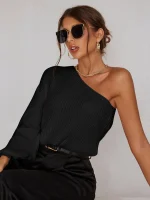 Mulvari Solid One Shoulder Sweater