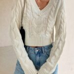 Shein Flirla Cable Knit Crop Sweater