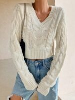 Shein Flirla Cable Knit Crop Sweater