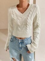 Shein Flirla Cable Knit Crop Sweater - Image 3