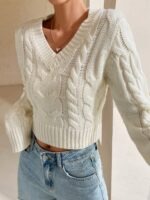 Shein Flirla Cable Knit Crop Sweater - Image 4