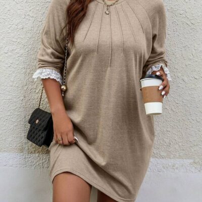 SHEIN Plus Lace Sleeve Dress