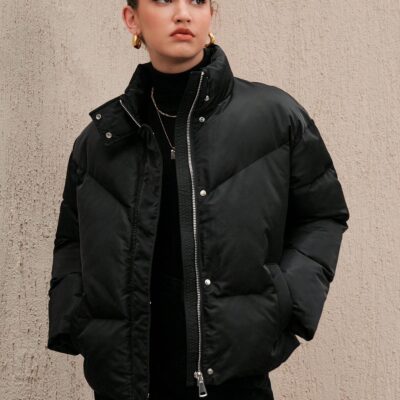 SHEIN Black Stand Collar Jacket