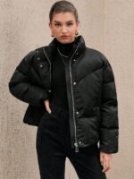 SHEIN Black Stand Collar Jacket - Image 4