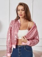 SHEIN Pink Beaded Jacket