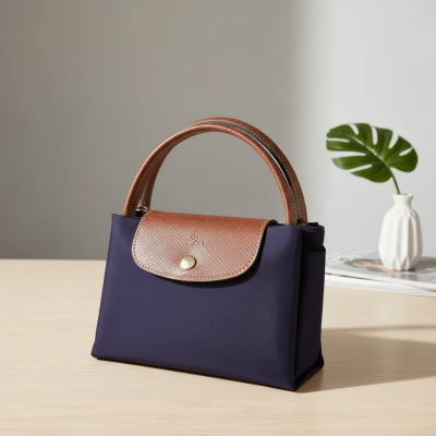 LONGCHAMP Brown Horse Logo Handbag purple