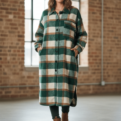 SHEIN Checked Wool Shirt Dress