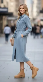 SHEIN Denim Shirt Dress