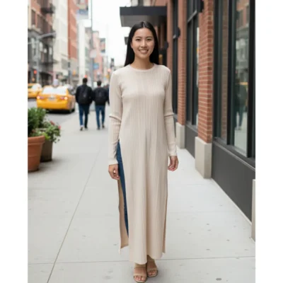 SHEIN Ribbed Tunic Dress