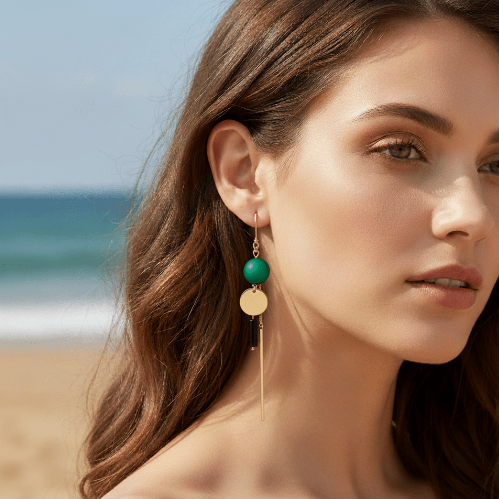 Untitled design (2) Green Glam Earrings - Image 1