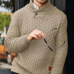 Shein Arcciit Men's Checkerboard Shawl Collar Sweater - Image 4