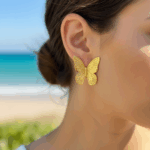 NEFERU Gold Filigree Butterfly Statement Earrings