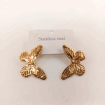 NEFERU Gold Filigree Butterfly Statement Earrings - Image 2
