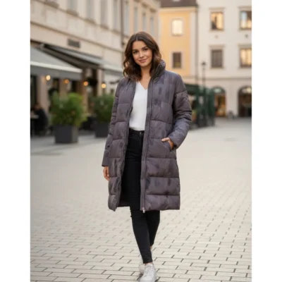 SHEIN Long High-Neck Puffer