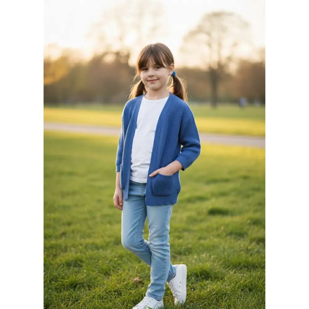 Untitled design (5) SHEIN Kids Blue Cardigan - Image 1