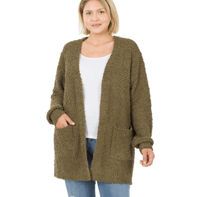 Shein Plus Popcorn Sweater Cardigan