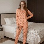 Women's Winter Pajamas Chili Pepper Peach