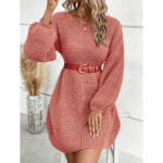 Shein Pink Knitted Long-Sleeve Dress - Image 5