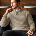 Shein Arcciit Men's Checkerboard Shawl Collar Sweater