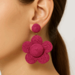 NEFERU Fuchsia Flower Earrings