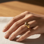 NEFERU Chunky Gold Puffy Heart Ring