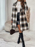 SHEIN Chiquease Plaid Double-Breasted Coat