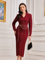 SHEIN Ribbed Button Sweater Dress