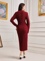 SHEIN Ribbed Button Sweater Dress - Image 4